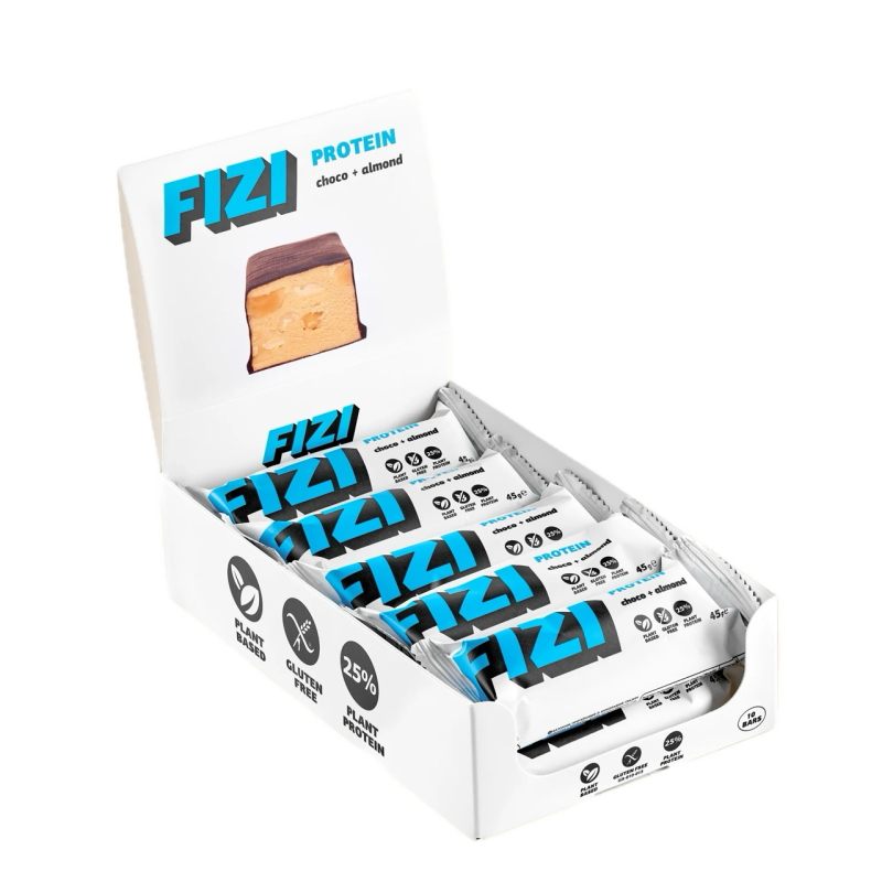 Батончик протеїновий Fizi protein almond + choco у шоколадній глазурі 45г