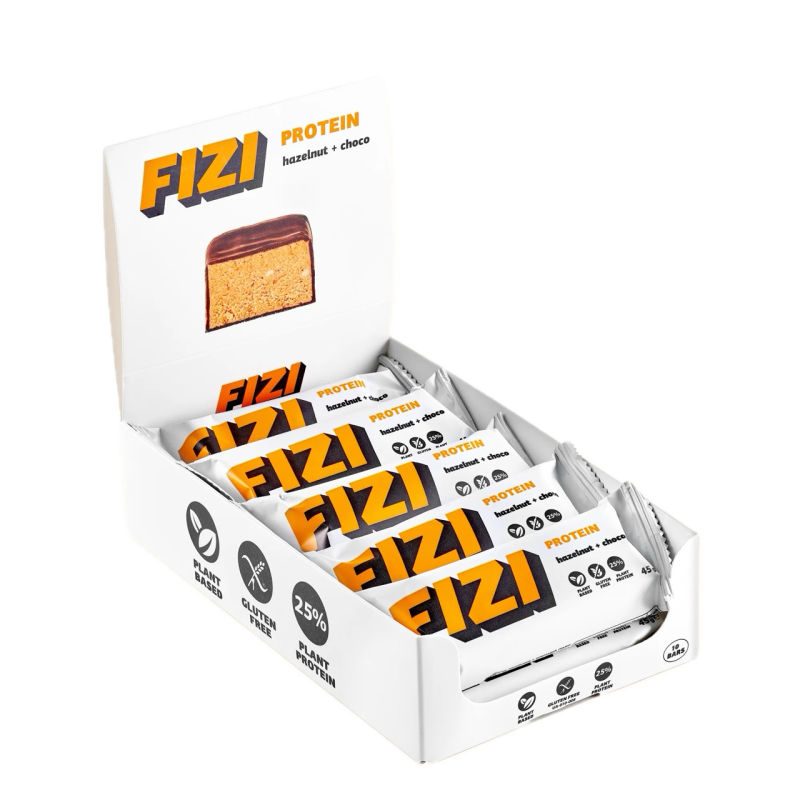 Батончик протеїновий Fizi hazelnut + choco у шоколадній глазурі 45г