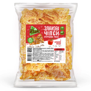 Злакові чіпси Zlak кукурудзяно-рисові з солодким перцем 60г