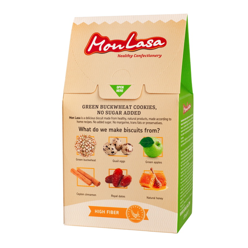 Печиво Monlasa із зеленої гречки  з яблуком безглютенове 120г