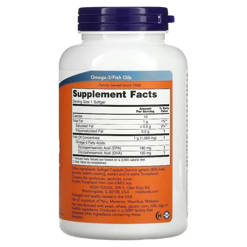 Омега 3 NOW Omega-3 Enteric 90капс