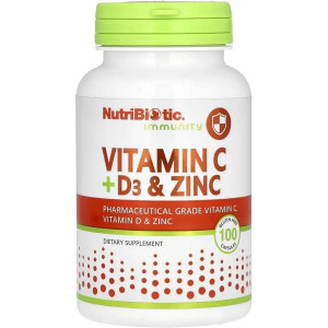 Вітамін C, D3 та цинк NutriBiotic 100капс