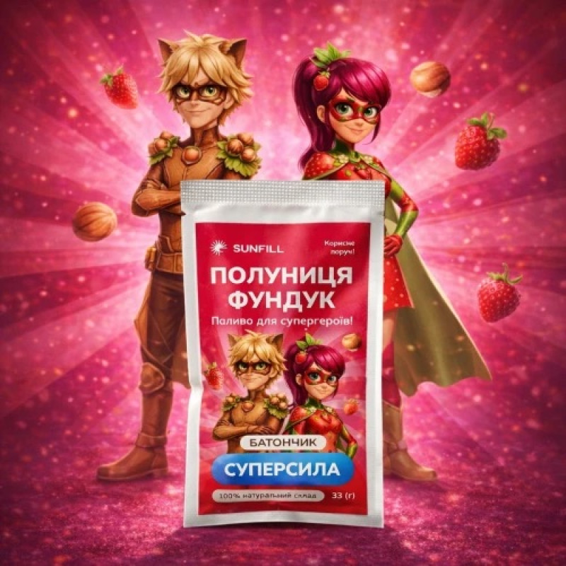 Батончик Sunfill полуниця-фундук 33г