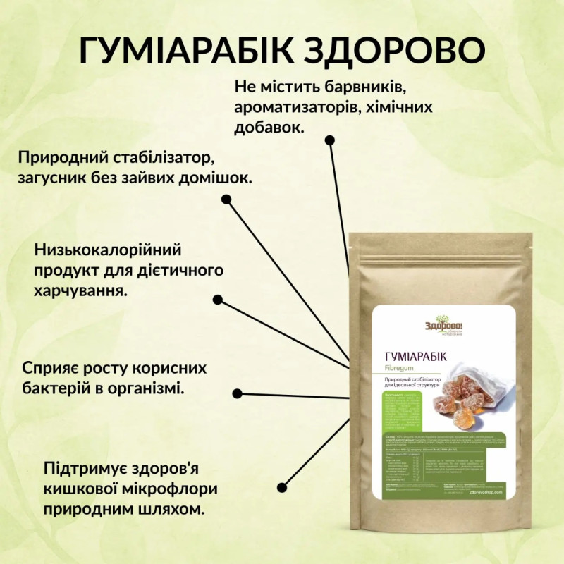 Гуміарабік (клітковина акації) порошок Здорово 100г