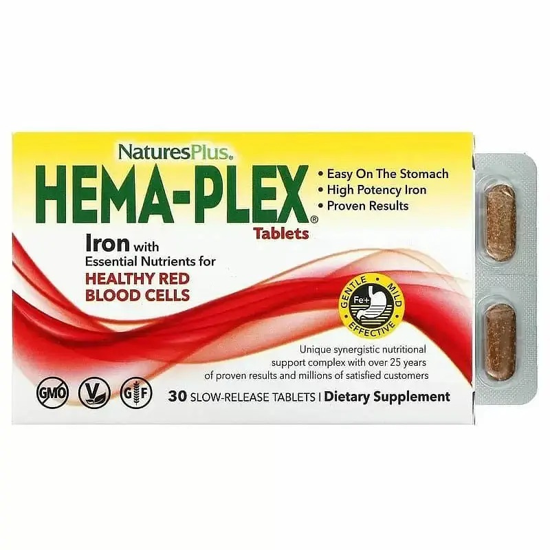 Комплекс для здоров'я крові Nature's Plus HEMA-PLEX 30 таблеток