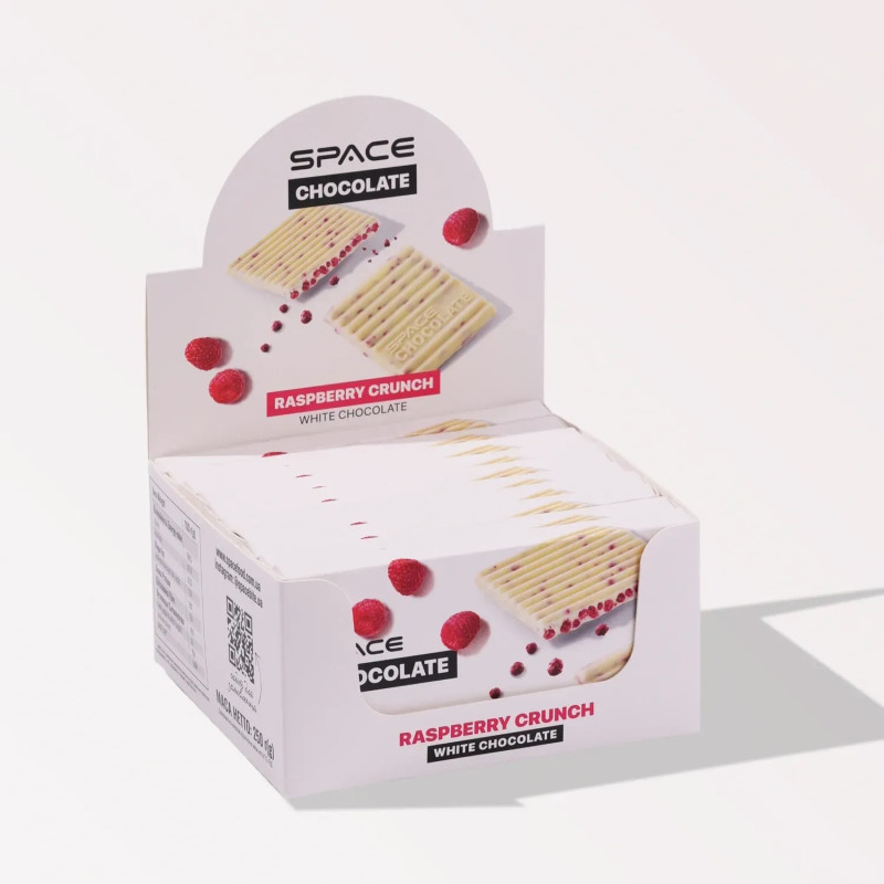 Білий шоколад Space Bite Raspberry Crunch без цукру 25г
