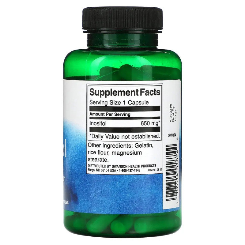Інозитол Swanson Inositol 650 mg 100 капс