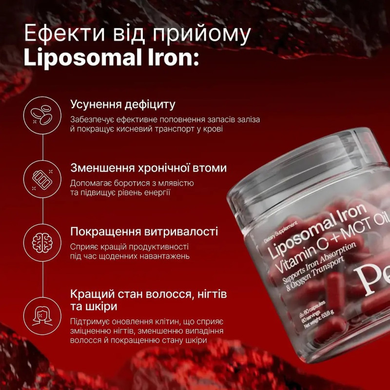 Залізо бісгліцинат Perla Helsa Liposomal Iron 60кап