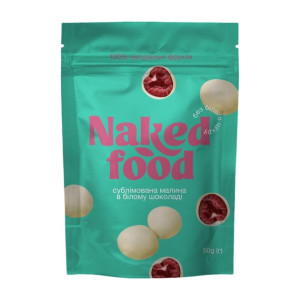 Сублімована малина в білому шоколаді без цукру NakedFood, 50г