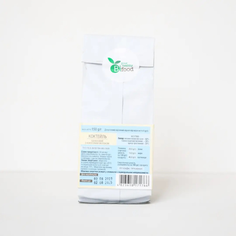 Мілкшейк Bifood з кокосовим молоком банан 150г