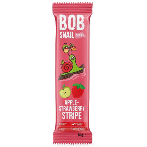 Цукерка Bob Snail страйпс яблуко-полуниця 14г