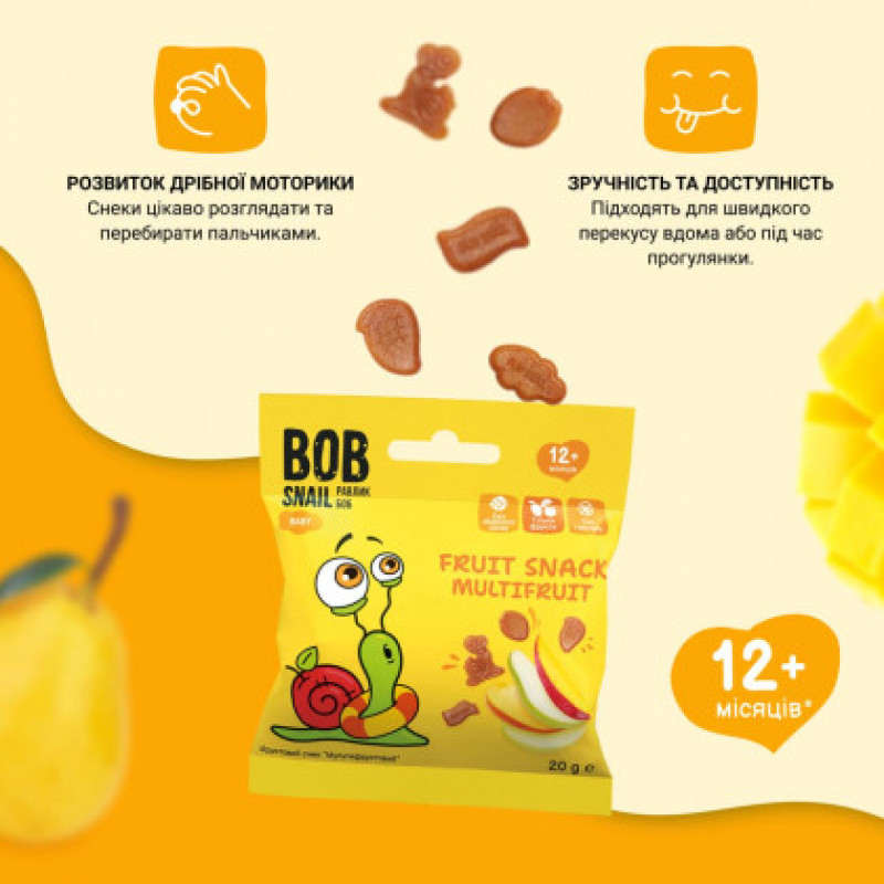 Фруктовий снек Bob Snail мультифруктовий 20г
