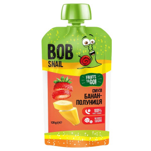 Пюре фруктове Bob Snail смузі банан-полуниця пастеризоване 120г