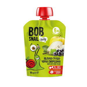 Пюре фруктове Bob Snail яблуко-груша-чорна смородина гомогенізоване 90г
