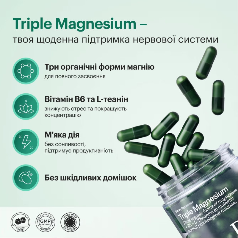 Антистрес Perla Helsa Triple Magnesium 60 капсул