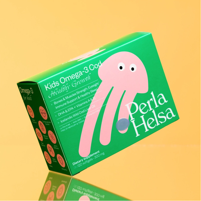 Омега-3 Perla Helsa із печінки тріски Healthy Growth з вітамінами A і D3 120 капсул